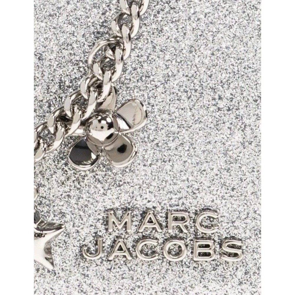 Authentic New Marc Jacobs Silver Glitter Leather Charm Wallet - Picture 4 of 6
